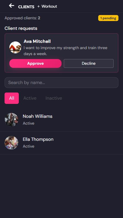 Trainer client approval workspace