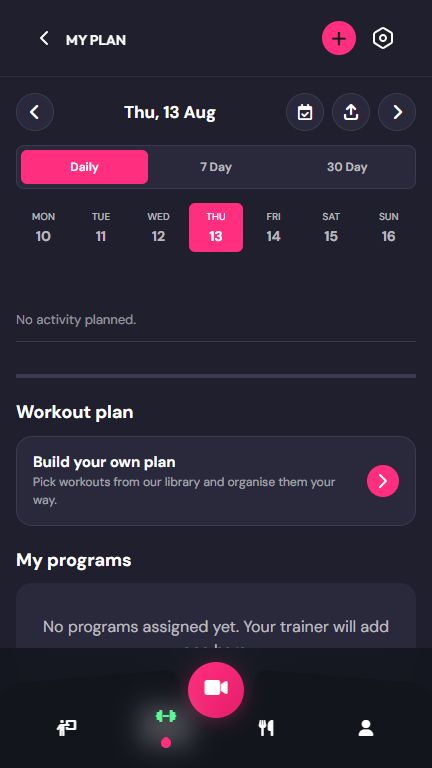 Daily, seven-day and monthly fitness planner