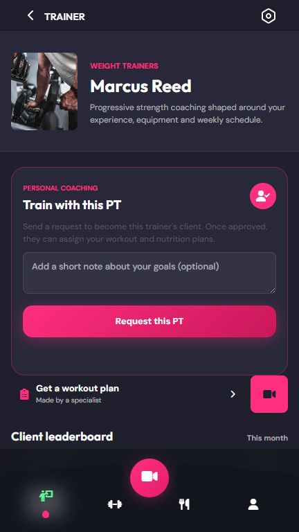 Member requesting personal coaching