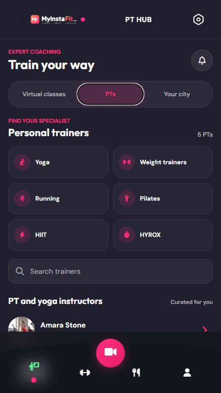 Personal trainer discovery in MyInstaFit